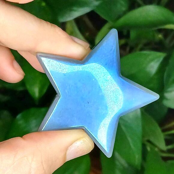 Lavender Iridescent Aura Agate Star with Druzy Geode - 2" - Picture 2 of 2